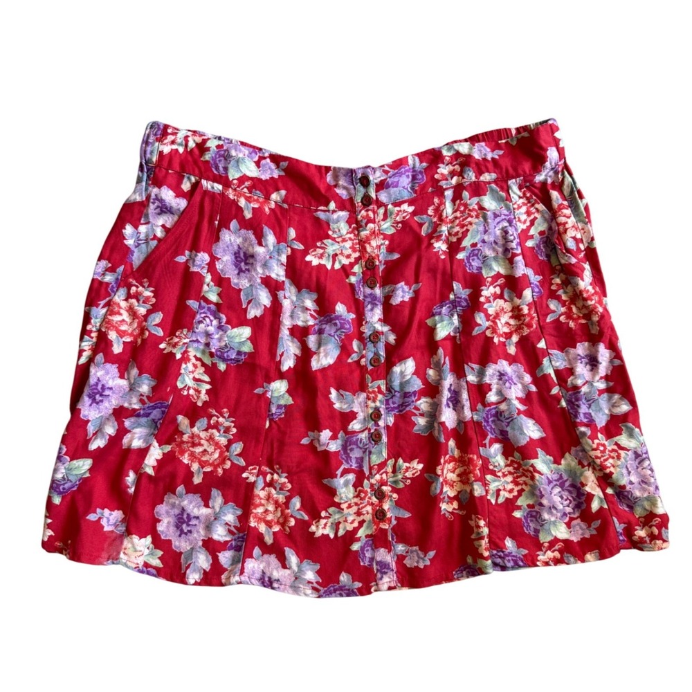 Kimchi Blue Floral Button Front Mini Skirt Pockets Size Lg Cottagecore Feminine